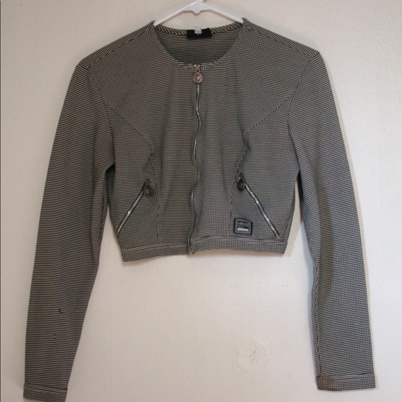 🩶 Vintage '90s Versace Jeans Couture Cropped Zippered Jacket - Picture 5 of 15